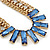 Statement Blue/ Clear Acrylic Bead Chunky Chain Necklace In Gold Tone Metal - 52cm L/ 7cm Ext - view 3