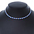 Thin Sapphire Blue/ Clear Austrian Crystal Choker Necklace In Rhodium Plated Metal - 33cm L/ 16cm Ext - view 6