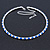 Thin Sapphire Blue/ Clear Austrian Crystal Choker Necklace In Rhodium Plated Metal - 33cm L/ 16cm Ext - view 2