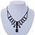 Victorian Style Black Glass Stone Necklace In Black Tone Metal  - 38cm L/ 8cm Ext - view 2