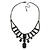 Victorian Style Black Glass Stone Necklace In Black Tone Metal  - 38cm L/ 8cm Ext - view 6