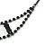 Victorian Style Black Glass Stone Necklace In Black Tone Metal  - 38cm L/ 8cm Ext - view 4