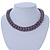 Statement Chunky Chain with Lavender Velour Ribbon, Grey Crystal Necklace In Silver Tone - 39cm L/ 8cm Ext - view 2