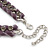 Statement Chunky Chain with Lavender Velour Ribbon, Grey Crystal Necklace In Silver Tone - 39cm L/ 8cm Ext - view 4