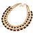 Gold Plated Black Enamel Collar Necklace - 42cm L/ 7cm Ext - view 5
