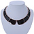 Statement Black Enamel Collar Choker Necklace In Gold Plating - 40cm L/ 7cm Ext - view 6