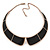 Statement Black Enamel Collar Choker Necklace In Gold Plating - 40cm L/ 7cm Ext