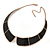 Statement Black Enamel Collar Choker Necklace In Gold Plating - 40cm L/ 7cm Ext - view 5