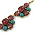 Vintage Inspired Turquoise, Purple Glass Bead Floral Necklace with Gold Tone Chain - 40cm L/ 5cm Ext - view 3
