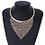 Egyptian Style Clear Crystal Bib Bar Choker Necklace In Brushed Gold Tone - 40cm L/ 7cm Ext - view 8