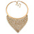 Egyptian Style Clear Crystal Bib Bar Choker Necklace In Brushed Gold Tone - 40cm L/ 7cm Ext - view 5