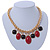 Statement Red/ Black Resin Bead Carm Thick Chunky Gold Link Chain Necklace - 43cm L/ 7cm Ext - view 8