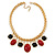 Statement Red/ Black Resin Bead Carm Thick Chunky Gold Link Chain Necklace - 43cm L/ 7cm Ext - view 7