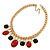 Statement Red/ Black Resin Bead Carm Thick Chunky Gold Link Chain Necklace - 43cm L/ 7cm Ext - view 9