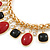 Statement Red/ Black Resin Bead Carm Thick Chunky Gold Link Chain Necklace - 43cm L/ 7cm Ext - view 3