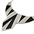 Statement Structural Bib Style Necklace In Silver Tone with Black Enamel - 42cm L/ 6cm Ext - view 3