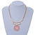 Pink Glass Medallion Textured Curved Bars with Gold Chain Necklace - 40cm L/ 7cm Ext - view 3