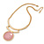 Pink Glass Medallion Textured Curved Bars with Gold Chain Necklace - 40cm L/ 7cm Ext - view 2
