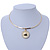 Gold Plated Bar Choker Necklace with Dome Shape Medallion Pendant - 40cm L/ 7cm Ext - view 2