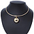 Gold Plated Bar Choker Necklace with Dome Shape Medallion Pendant - 40cm L/ 7cm Ext - view 7
