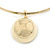 Gold Plated Bar Choker Necklace with Dome Shape Medallion Pendant - 40cm L/ 7cm Ext - view 8