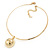 Gold Plated Bar Choker Necklace with Dome Shape Medallion Pendant - 40cm L/ 7cm Ext - view 5
