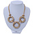 Statement Crystal Triple Ring Mesh Chain Choker Necklace In Gold Plated Metal - 43cm L/ 8cm Ext - view 2