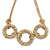 Statement Crystal Triple Ring Mesh Chain Choker Necklace In Gold Plated Metal - 43cm L/ 8cm Ext