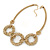 Statement Crystal Triple Ring Mesh Chain Choker Necklace In Gold Plated Metal - 43cm L/ 8cm Ext - view 7