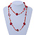 Long Red Shell, Orange, White Glass Bead Necklace - 100cm L - view 2