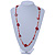 Long Red Shell, Orange, White Glass Bead Necklace - 100cm L - view 6
