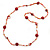 Long Red Shell, Orange, White Glass Bead Necklace - 100cm L - view 7