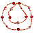 Long Red Shell, Orange, White Glass Bead Necklace - 100cm L - view 5