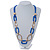 Blue/ Gold Oval, Square Acrylic Link, Silk Cord Necklace - 74cm L - view 2