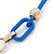 Blue/ Gold Oval, Square Acrylic Link, Silk Cord Necklace - 74cm L - view 5