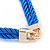 Blue/ Gold Oval, Square Acrylic Link, Silk Cord Necklace - 74cm L - view 3