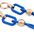 Blue/ Gold Oval, Square Acrylic Link, Silk Cord Necklace - 74cm L - view 7