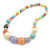 Chunky Multicoloured Graduated Acrylic Bead with Gold Rings Flex Necklace - 50cm L - view 2