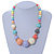 Chunky Multicoloured Graduated Acrylic Bead with Gold Rings Flex Necklace - 50cm L