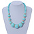 Chunky Mint Green Graduated Acrylic Bead with Gold Rings Flex Necklace - 50cm L