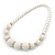 Chunky White Graduated Acrylic Bead with Gold Rings Flex Necklace - 50cm L - view 7