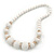 Chunky White Graduated Acrylic Bead with Gold Rings Flex Necklace - 50cm L - view 3
