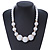 Chunky White Graduated Acrylic Bead with Gold Rings Flex Necklace - 50cm L