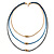 3 Strand, Beaded, Layered Mesh Chain Necklace In Black/ Blue/ Gold Tone - 86cm L - view 7
