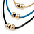 3 Strand, Beaded, Layered Mesh Chain Necklace In Black/ Blue/ Gold Tone - 86cm L - view 4