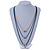 3 Strand, Beaded, Layered Mesh Chain Necklace In Black/ Blue/ Gold Tone - 86cm L - view 3