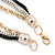3 Strand, Layered Oval Link, Box Style Chain Necklace In Black/ Silver/ Gold Tone - 86cm L - view 4