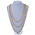3 Strand, Layered Textured Oval Link Necklace In Gold Tone - 86cm L - view 2