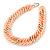 Chunky Pale Salmon/ Gold Acrylic Link Necklace - 47cm L - view 7