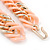 Chunky Pale Salmon/ Gold Acrylic Link Necklace - 47cm L - view 4